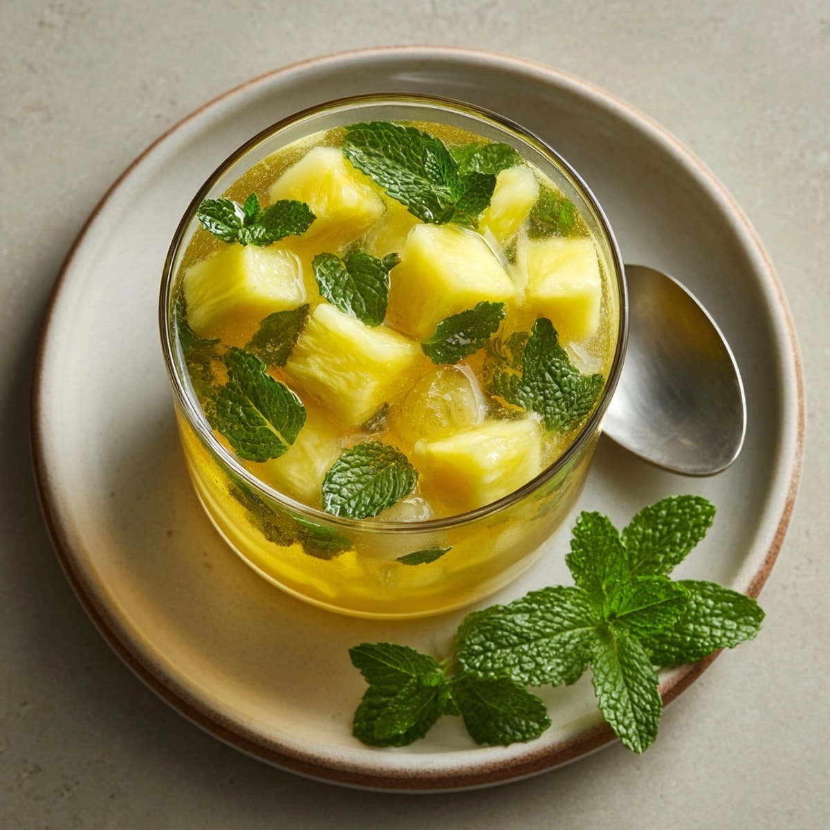 Delicious, thirst-quenching Pineapple Mint Iced Green Tea recipe, perfect for a hot summer day.
