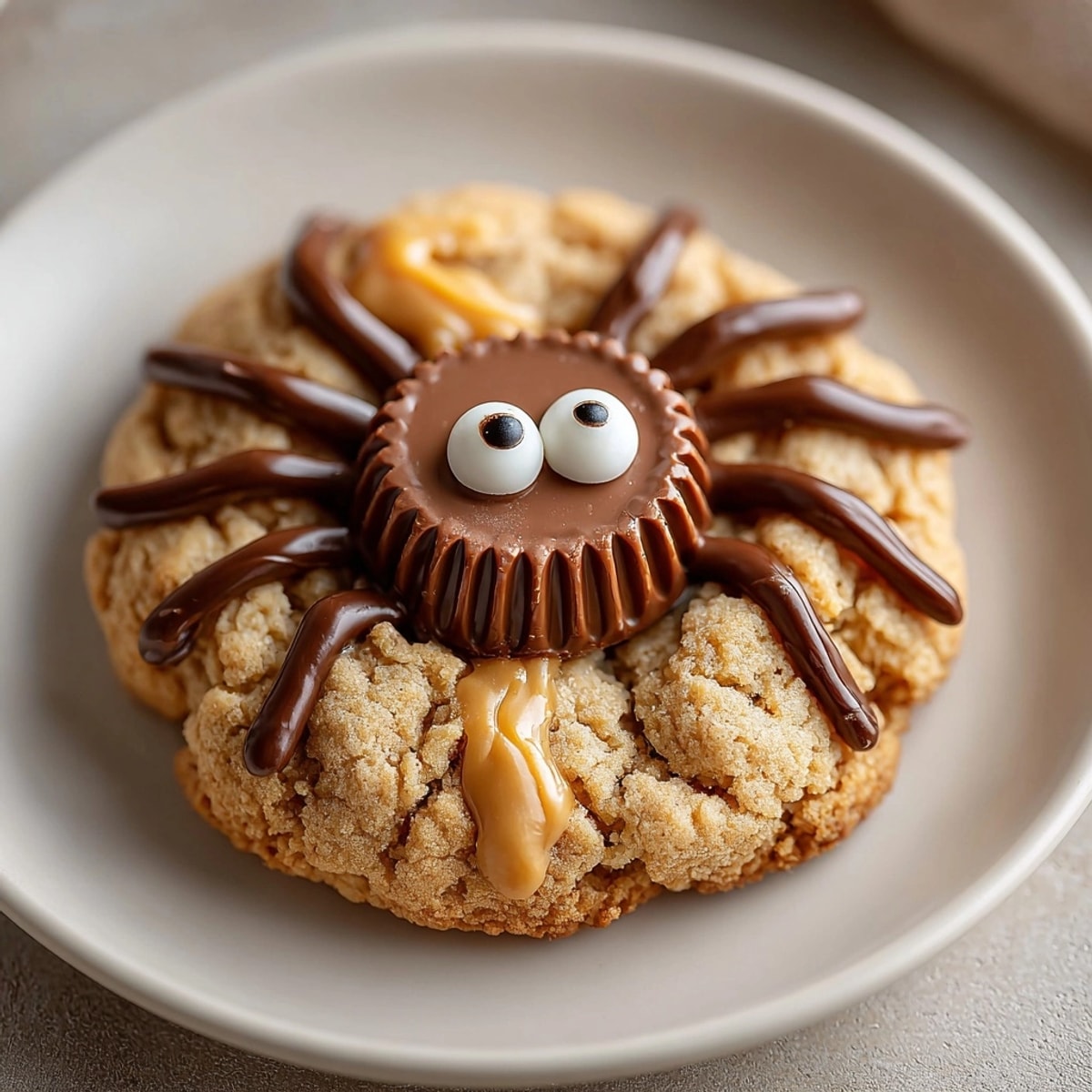 Overhead shot of delicious homemade Peanut Butter Spider Cookies, ready for a spooky treat.