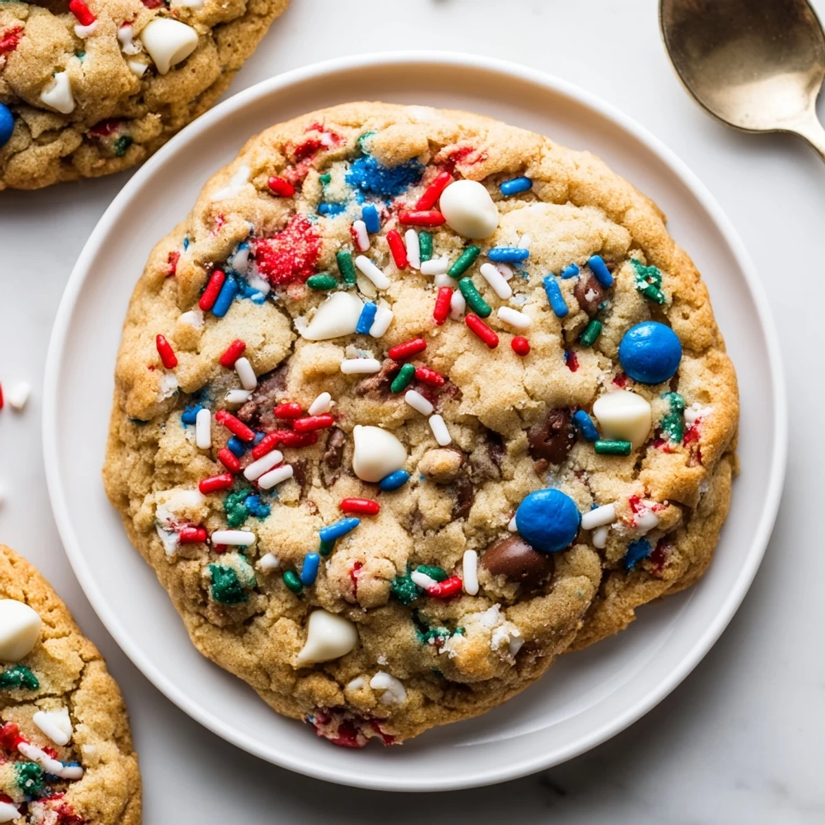 Festive Loaded Hanukkah Sprinkle Christmas Cookies topped with colorful sprinkles and chocolate chips.  