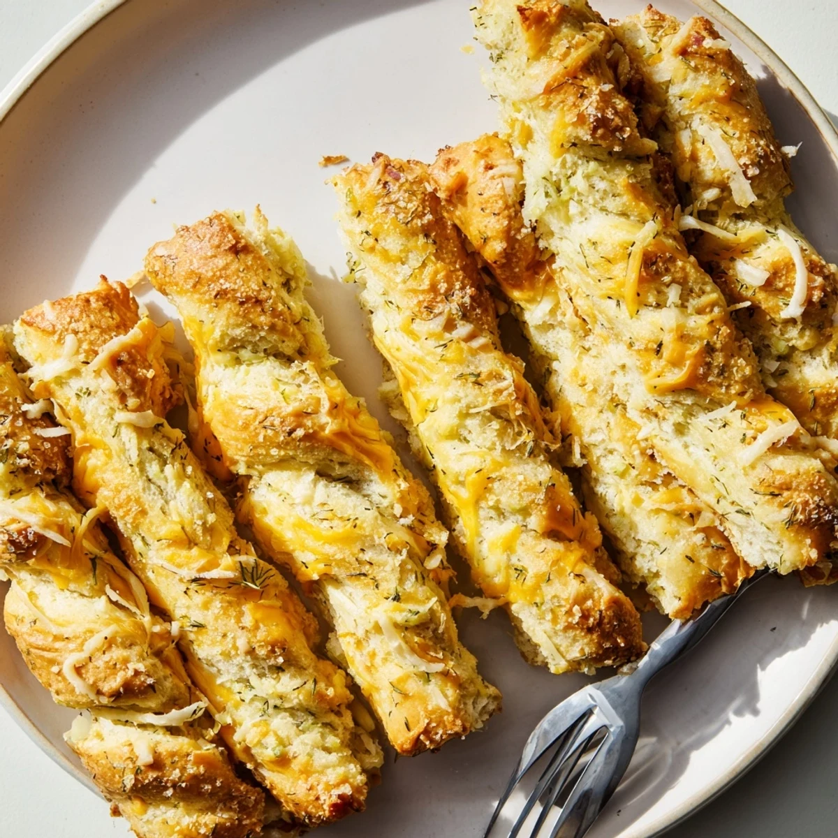 Homemade Cheesy Pretzel Dill Pickle Biscuit Sticks, bursting with flavor, great for dipping sauces.