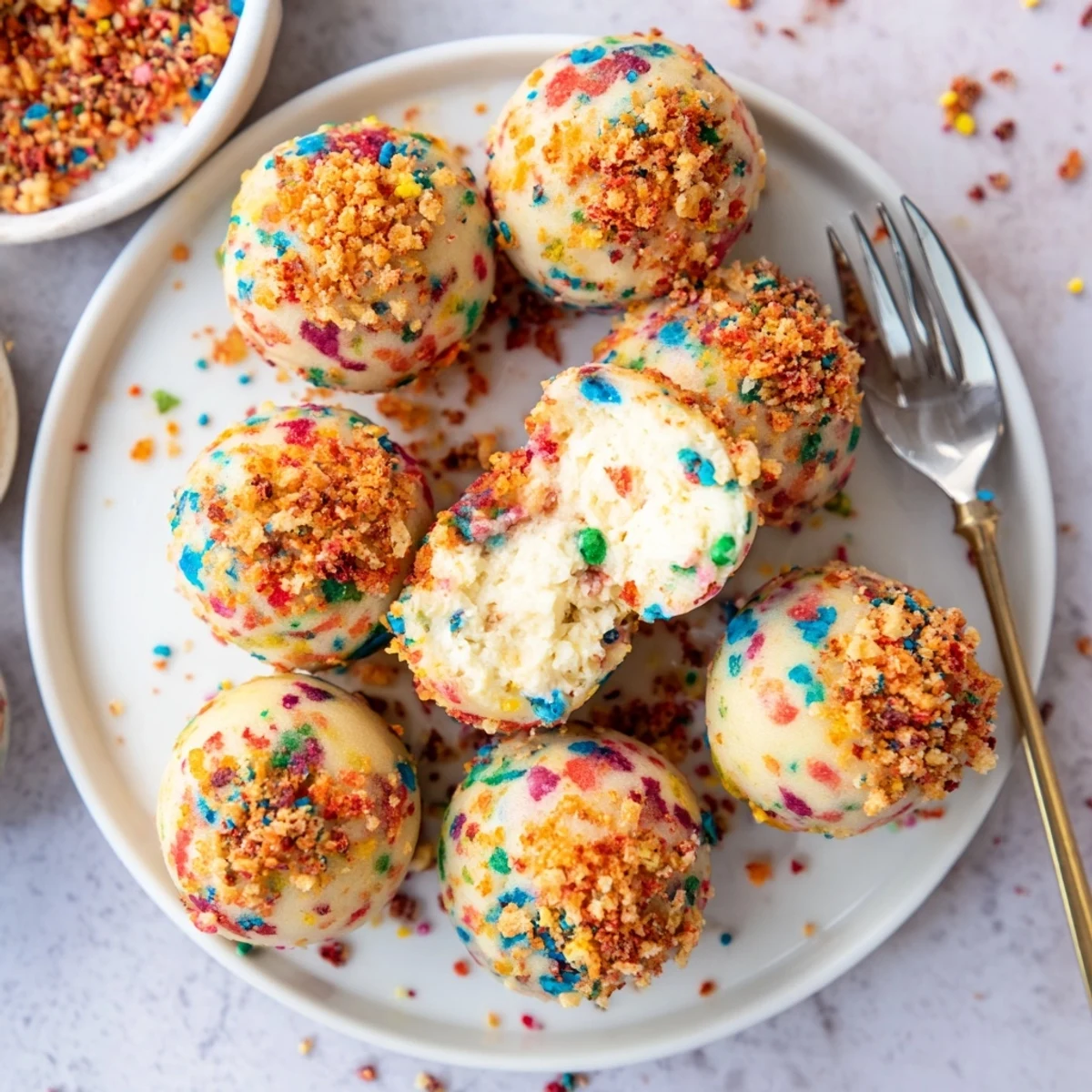 Irresistible Flamin Hot Monster Cake Pancake Balls, sweet filling, and a crunchy finish.