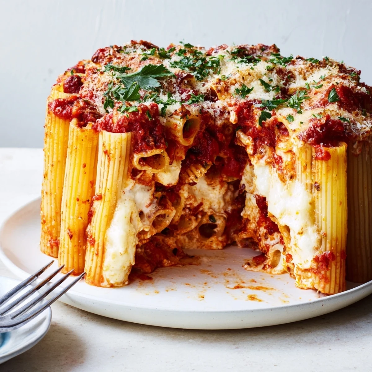 Honeycomb Pasta Cake Baked Rigatoni
