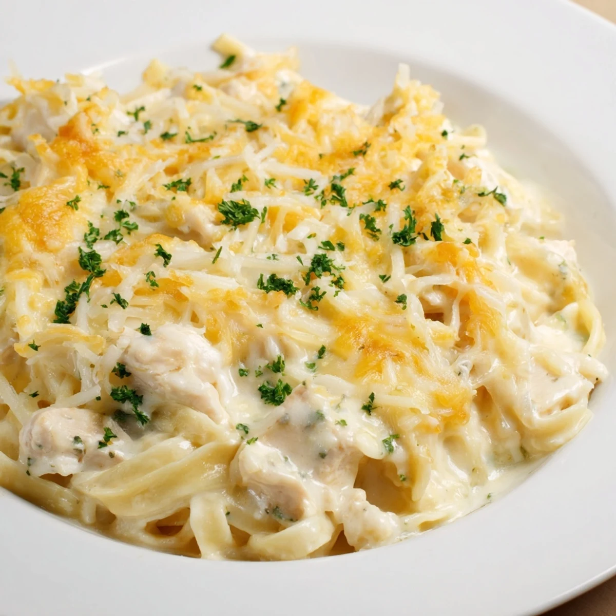 Chicken Fettuccine Alfredo Bake