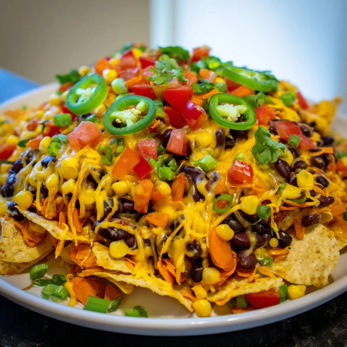 Golden, bubbly sheet-pan nachos with a generous layer of cheese and perfect for a Tex-Mex dinner.