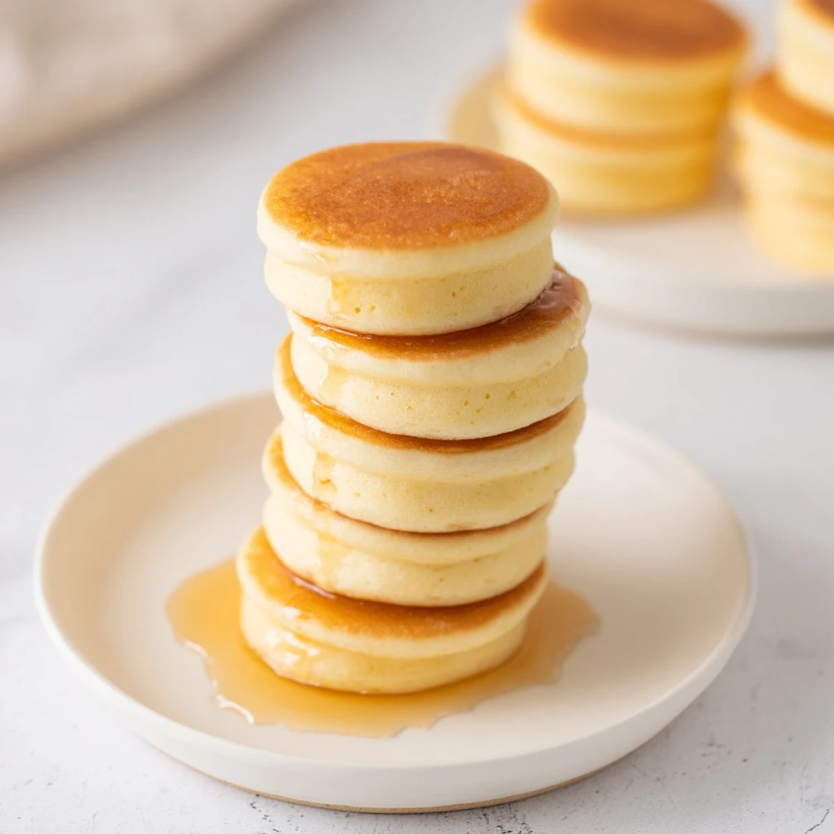 Close-up photo of delicious pancake cereal, ready to eat with milk, a fun brunch idea.