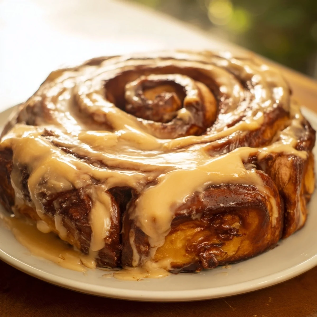 Fluffy, golden Viral TikTok Heavy Cream Cinnamon Rolls swirled with cinnamon, drenched in cream before baking.