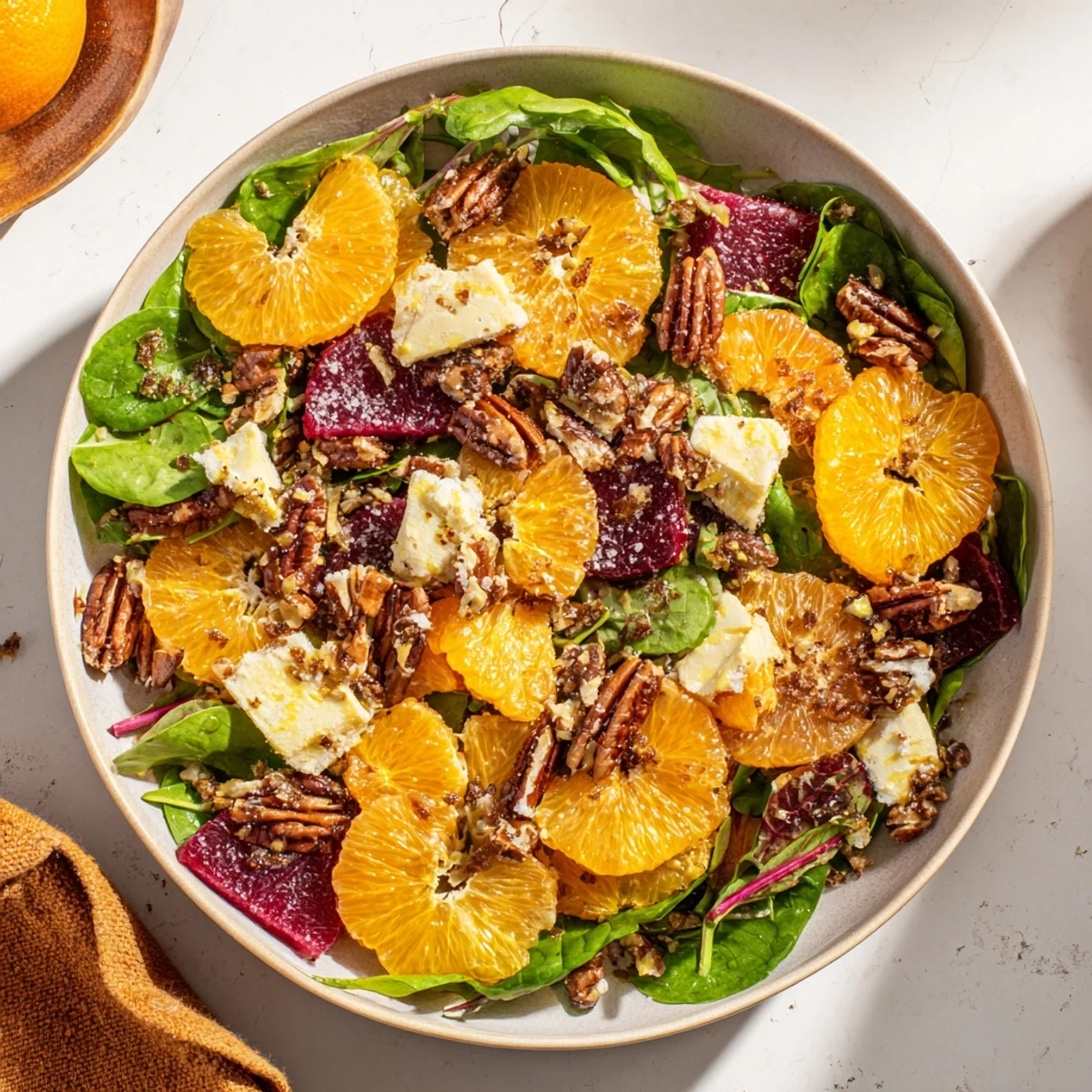 Bright and flavorful Winter Citrus & Candied Pecan Salad ready to brighten up your winter meal.
