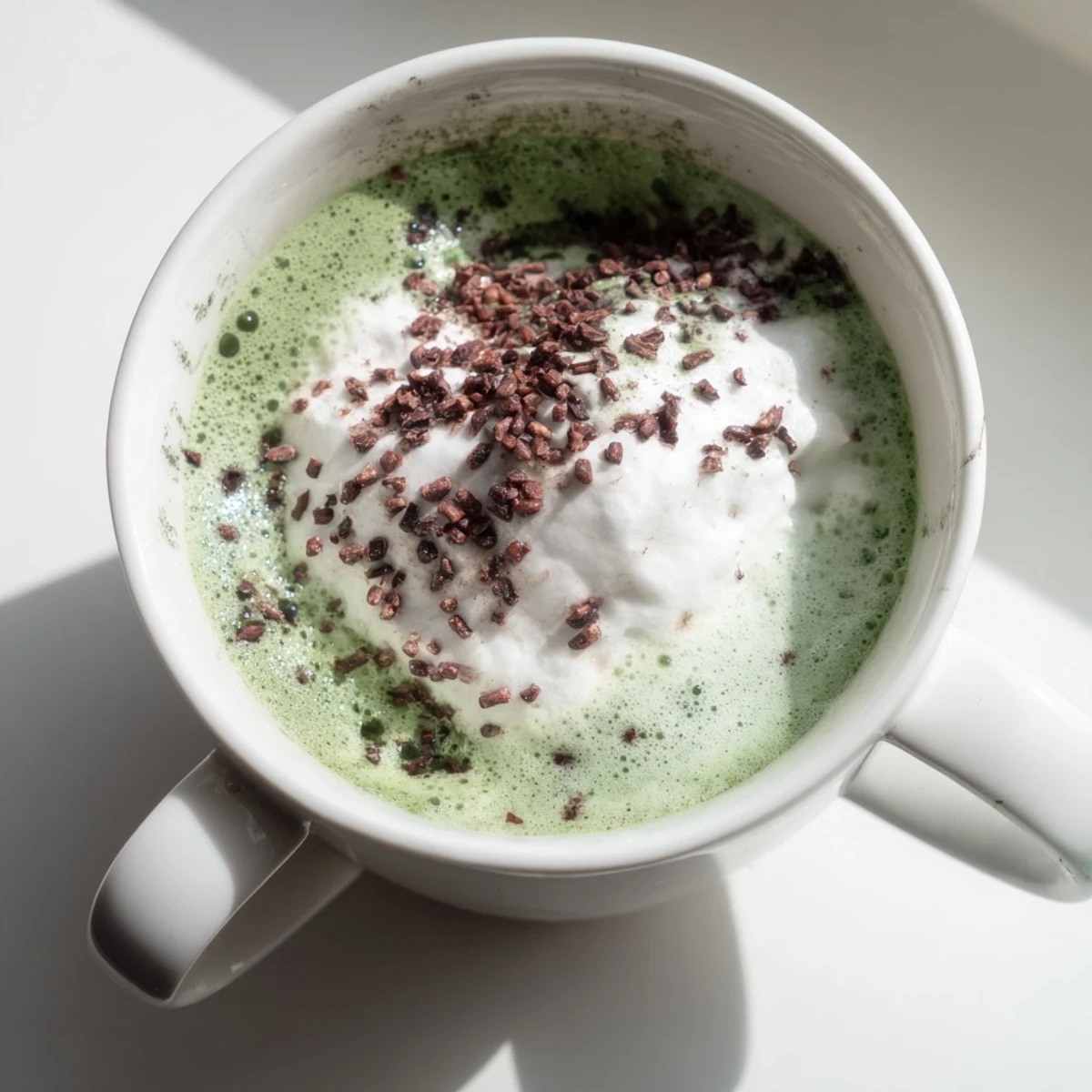 Enjoy this creamy, energizing Collagen Peppermint Mocha Matcha Latte with a gentle hint of peppermint flavor.