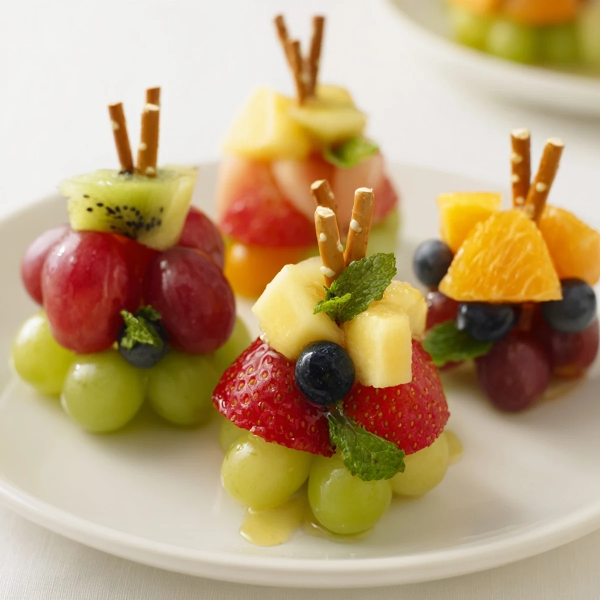 A colorful Ornament Fruit Medley, a sweet holiday treat of fresh fruits ready to enjoy.