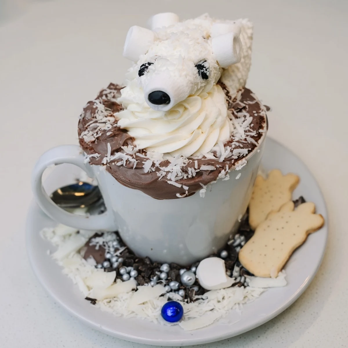 Sweet and comforting Polar Bear Hot Chocolate, a dessert board perfect for cozy winter celebrations.