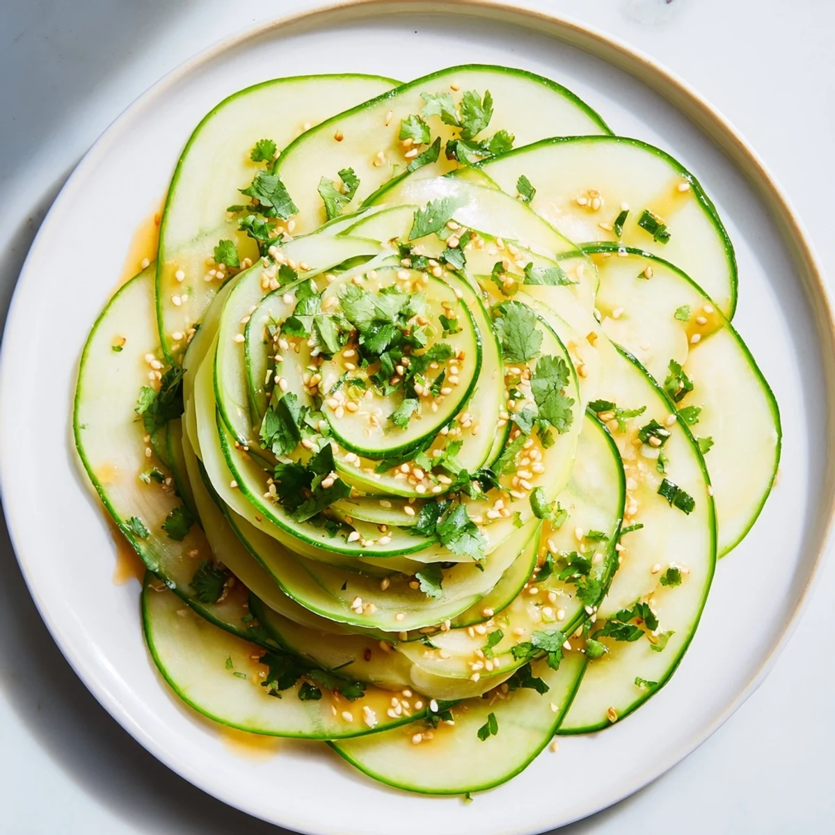 Fresh Jicama and Cucumber Slice Stack, a vibrant vegan appetizer, drizzled with zesty lime dressing and cilantro.
