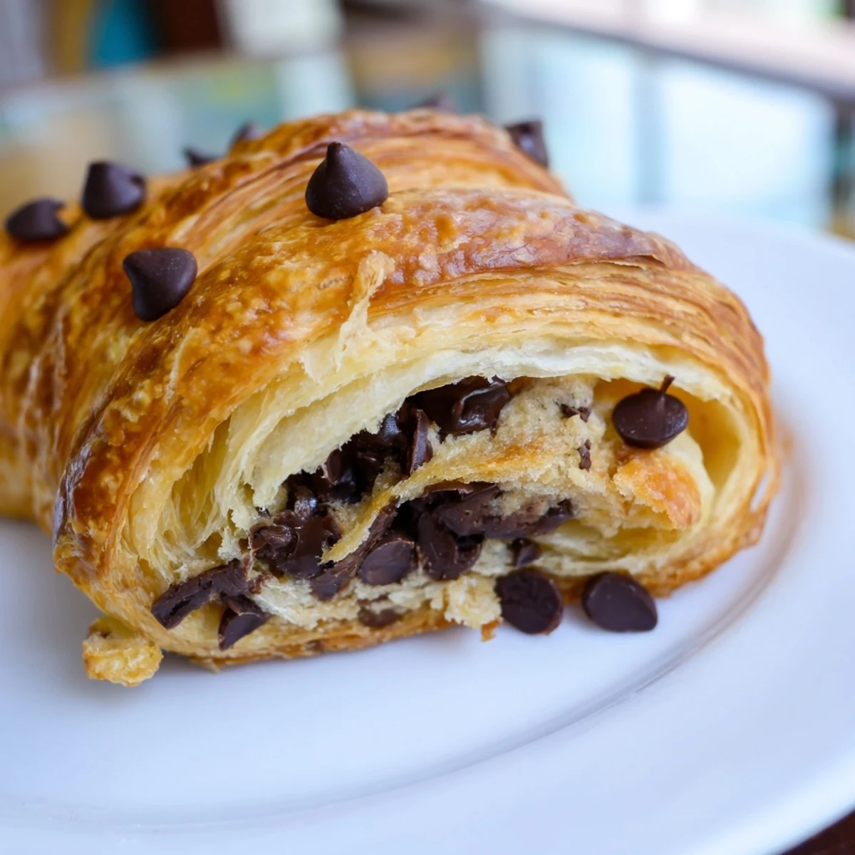 Enjoy the sweet, flaky layers of these freshly baked Chocolate Cookie Croissants, a delicious treat.