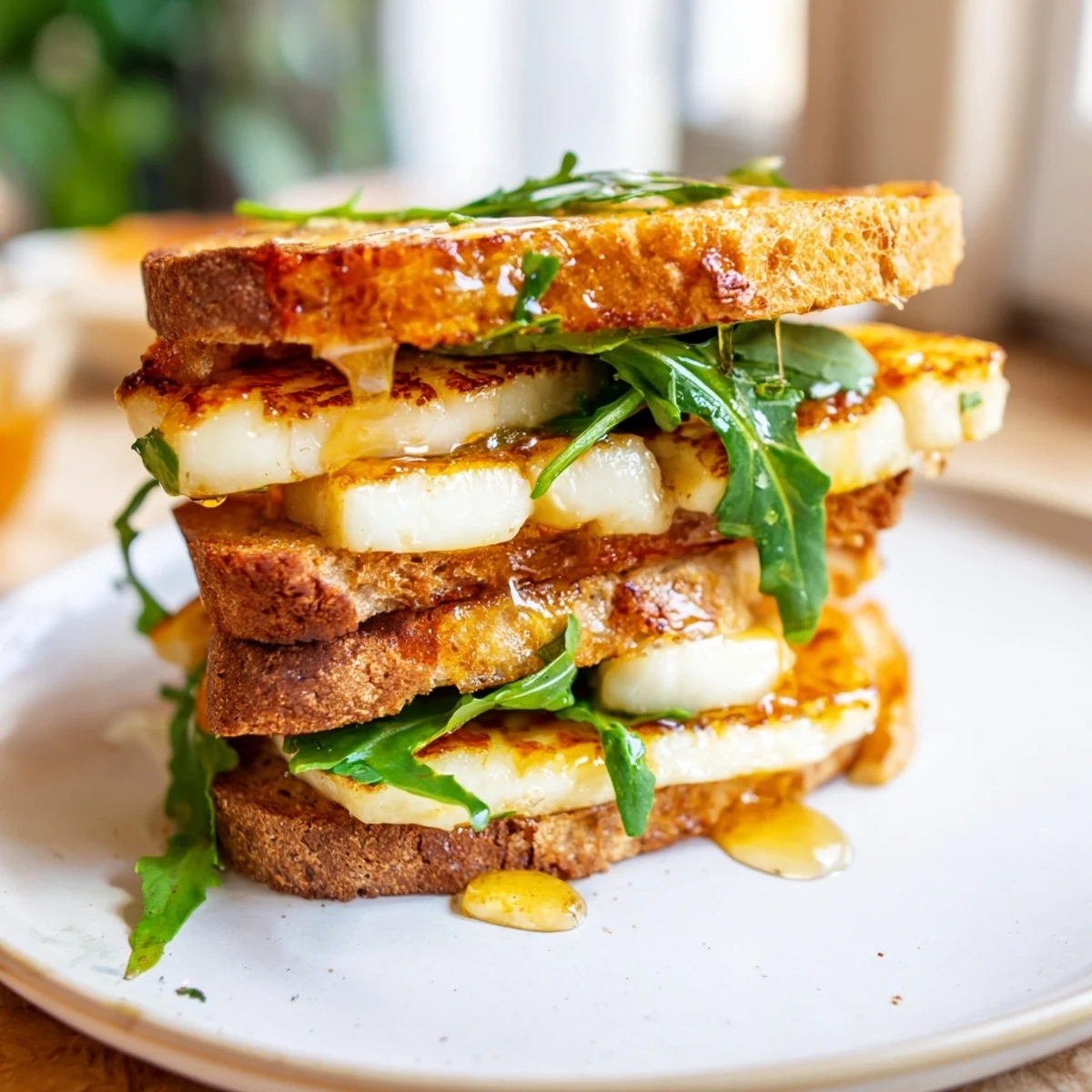 Golden-brown, crispy Halloumi Grilled Cheese, perfectly toasted with melty, salty cheese inside.