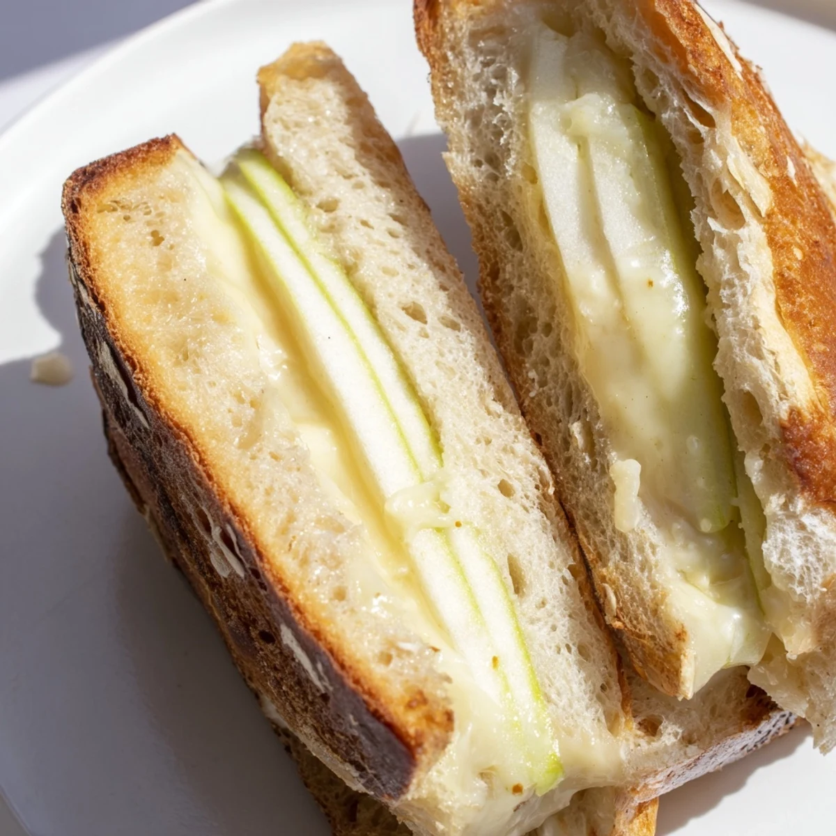 Golden Brie and Apple Grilled Cheese boasts melted cheese and crisp apple between toasted sourdough.