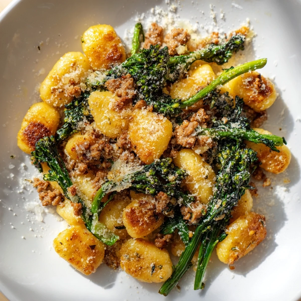 Aromatic Italian sheet pan gnocchi bake, featuring roasted gnocchi, melting cheese, and perfectly seasoned sausage.