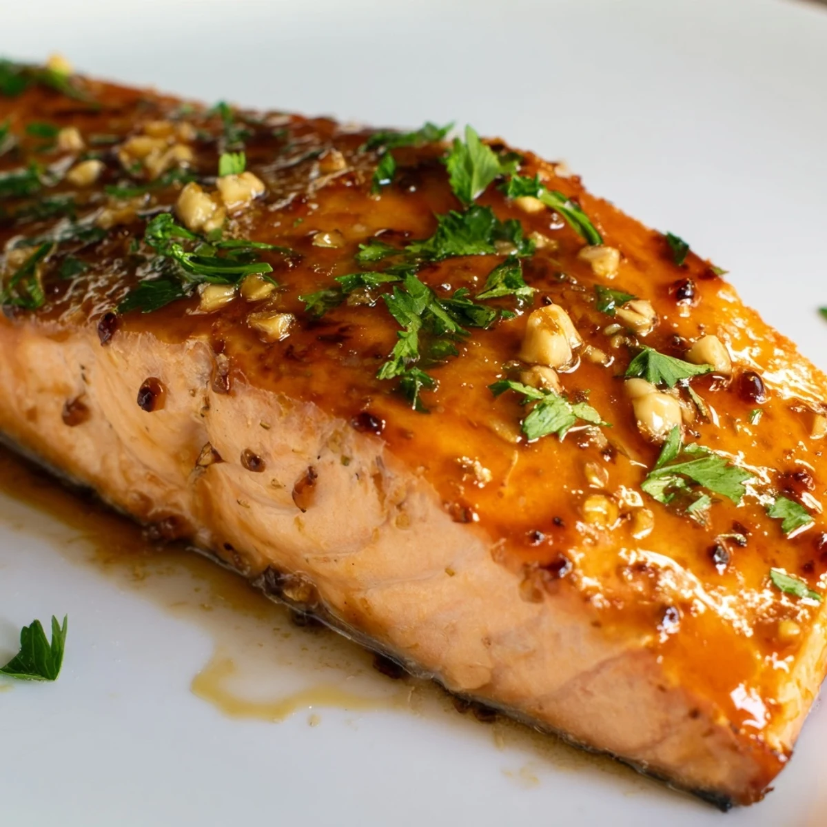 Easy Honey Garlic Glazed Salmon roasted to perfection, with caramelized edges and flaky texture ready for a healthy weeknight dinner.
