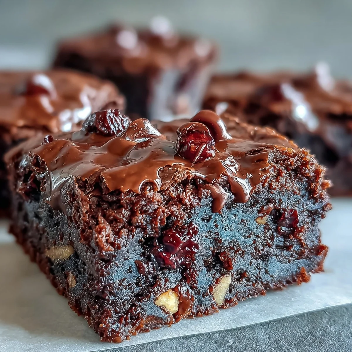 Freshly baked Greek Yogurt Brownies with a rich, fudgy texture on a cooling rack, ready to slice.