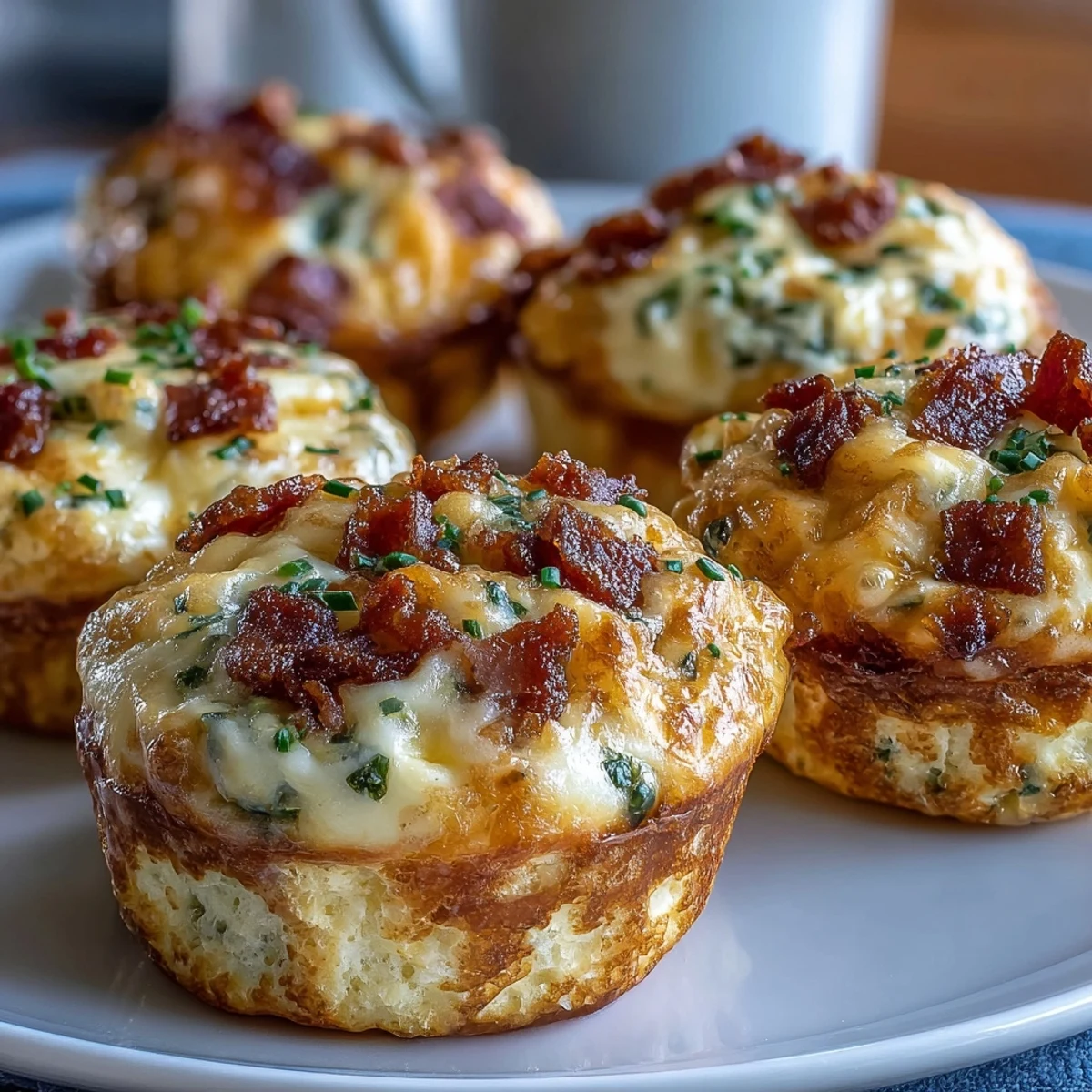 Close-up of a halved Ranch Bacon Breakfast Egg Bite showing the fluffy interior packed with melted cheese, ranch seasoning, and savory bacon bits.