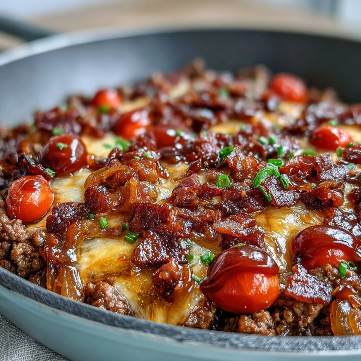 A spoon scoops into the rich, creamy beef mixture, revealing a hearty low-carb dinner perfect for busy weeknights.