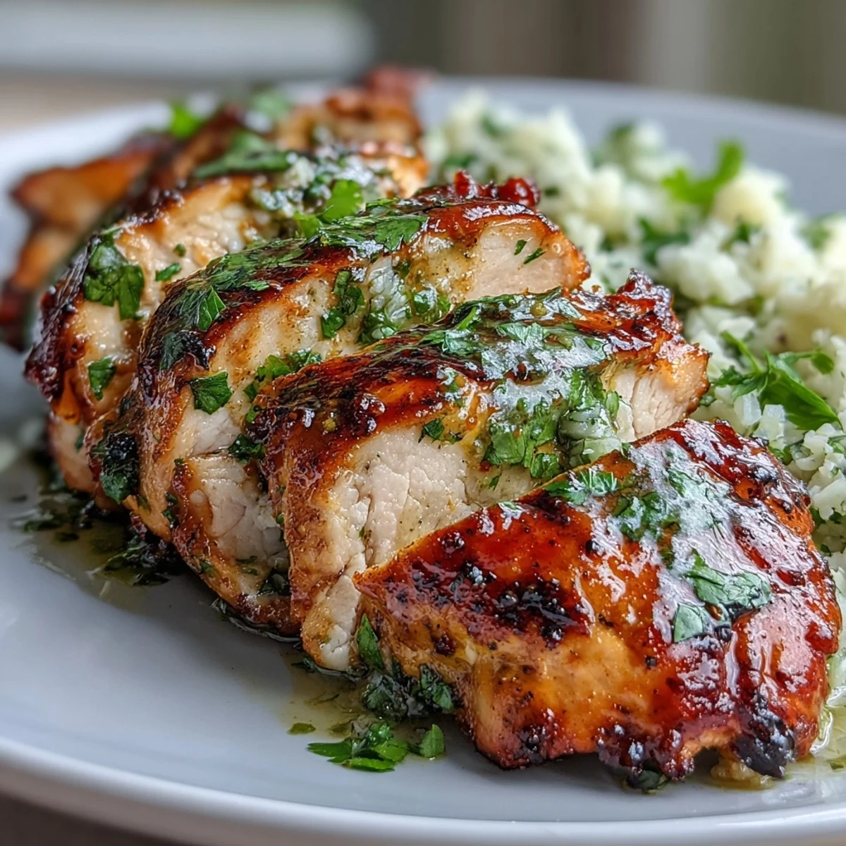 Low-Cal Cilantro Lime Chicken and Cauliflower Rice Bowls with fresh vegetables and zesty dressing, a vibrant and healthy meal.  