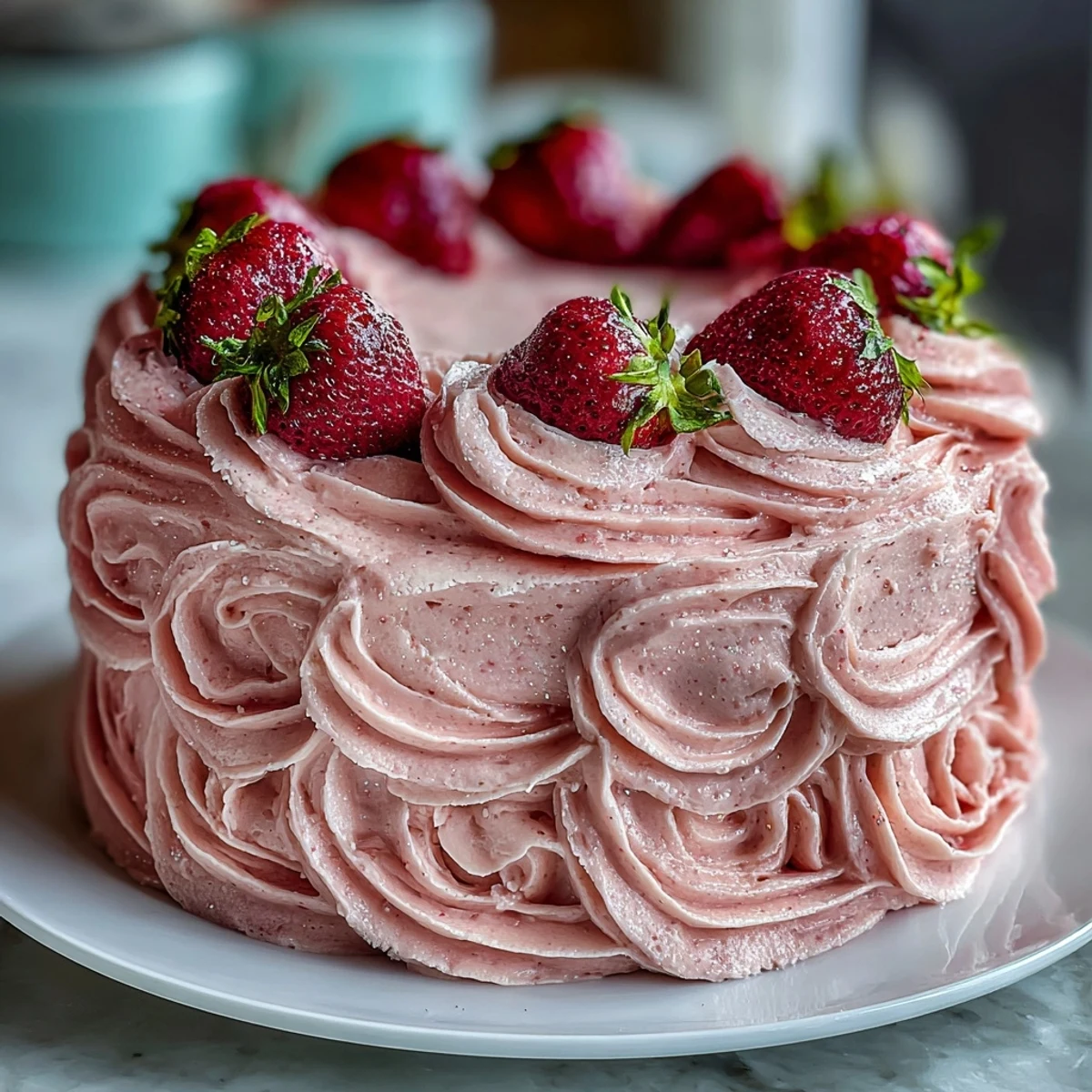 Festive Galentines Cake with luscious strawberry buttercream in a beautiful pink ombre effect, perfect for celebrating friendship.
