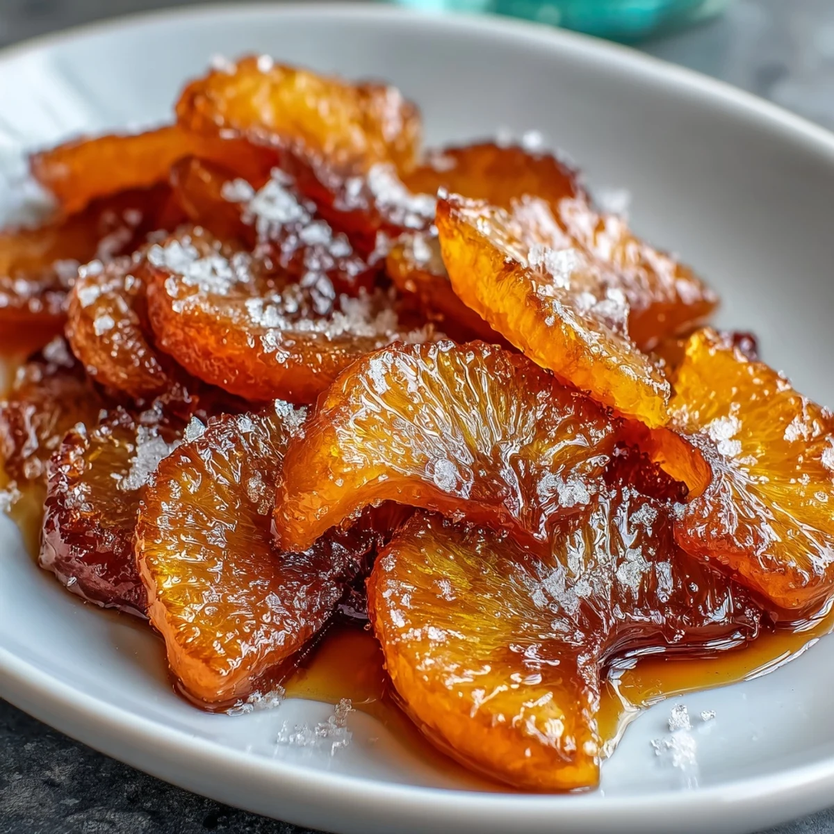 Vibrant orange wedges simmered in sugar syrup until glossy and tender, perfect for elevating tarts and yogurt bowls.