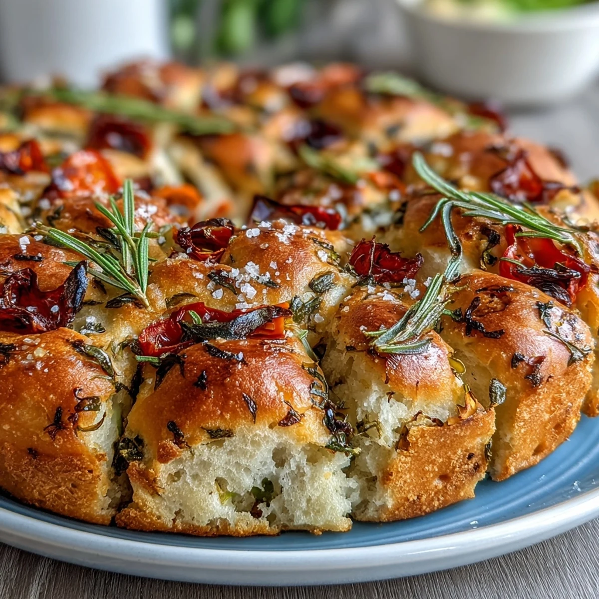 Vibrant, garden-inspired focaccia with edible flowers, cherry tomatoes, and carrot ribbons—beautiful and delicious appetizer.
