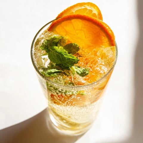 Probiotic soda mocktail with fresh citrus and mint, perfect for summer gatherings.  