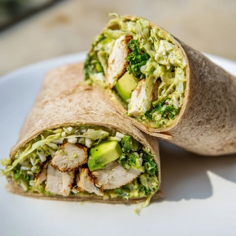 Green Goddess Chicken Wraps, showcasing grilled chicken and vibrant salad, ready to eat and enjoy.