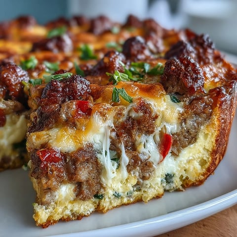 Golden-brown Keto Sausage and Egg Breakfast Bake with Peppers emerging from the oven, bubbly with melted cheddar and mozzarella.