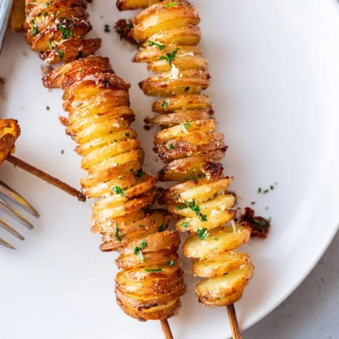 Golden brown Air-Fryer Tornado Potatoes, spiraled and served with your favorite dips.  