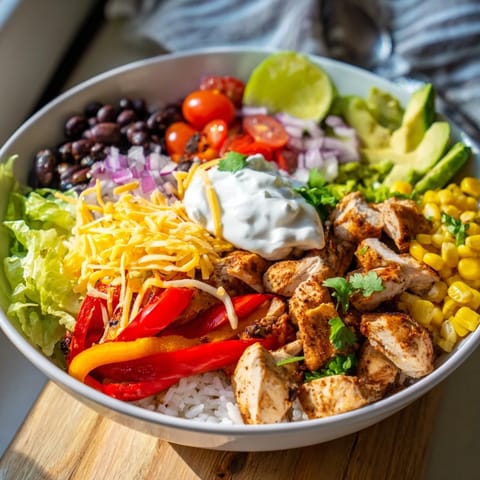 Juicy Sheet Pan Chicken Burrito Bowls loaded with vibrant veggies and savory spices.  