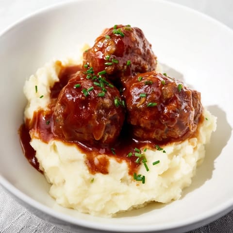 BBQ Meatballs Mashed Potatoes