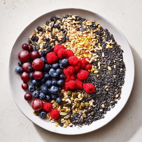 Fresh Singing Bird Seed & Berry Platter with plump, red raspberries attracting garden visitors.