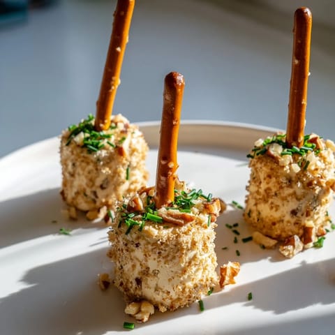 A close-up of delicious Champagne Cork Cheese Balls, ready to be served on a platter for your party.