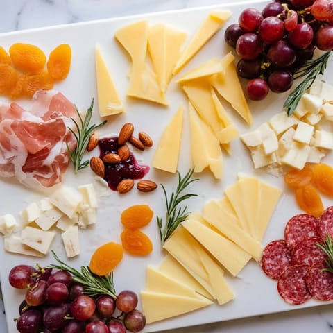 The Geometric Gala appetizer displays meticulously cut cheeses, meats and fruit in eye-catching, unique shapes.