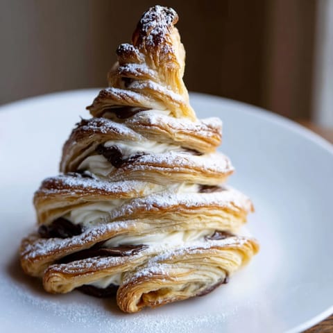 Festive Nutella Pastry Christmas Trees: Flaky pastry filled with Nutella, perfect for a joyful Christmas treat.