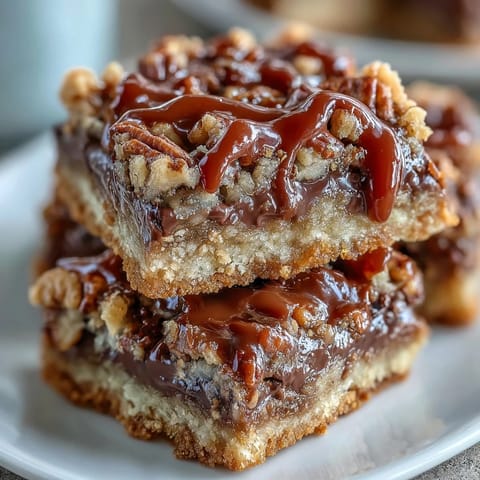 Chocolate pools over toasted pecans and a crumbly crust in these chewy turtle bars.