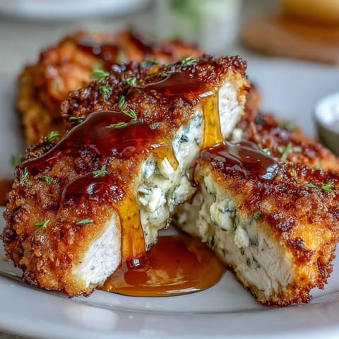 Pan-fried chicken cutlets topped with tangy feta and hot honey, served fresh from the broiler for maximum flavor.  