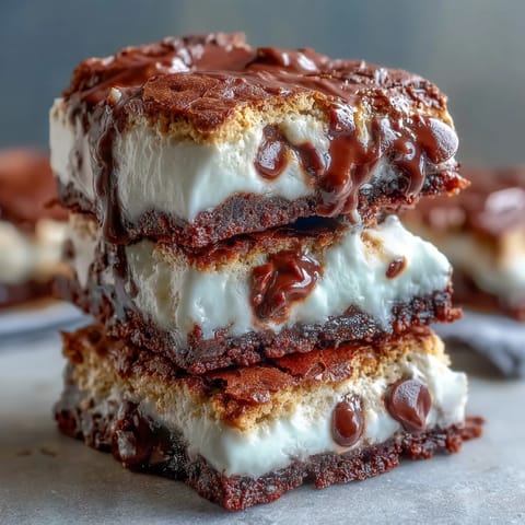 Gooey s'mores brownie cookies with toasted marshmallow tops and graham cracker crunch.  