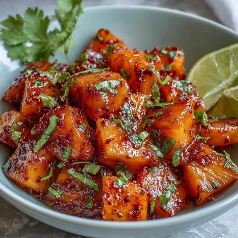 Tropical mango fruit cups with zesty lime and chili seasoning, perfect for a refreshing summer snack.  