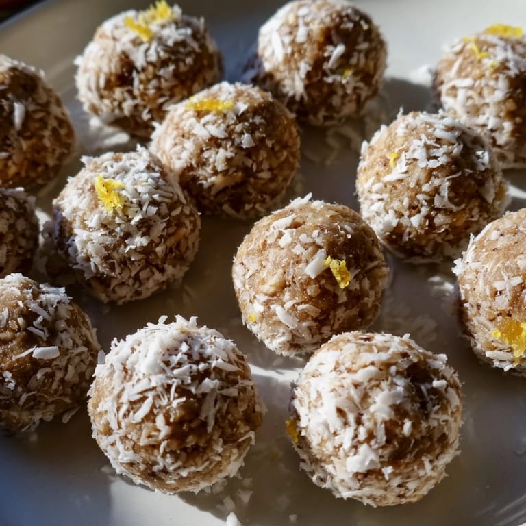 Bright lemon and warming ginger unite in these no-bake energy balls for snacking delights.  
