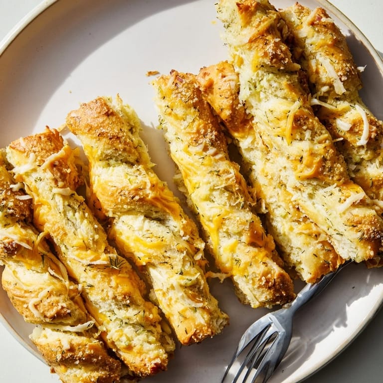 Homemade Cheesy Pretzel Dill Pickle Biscuit Sticks, bursting with flavor, great for dipping sauces.