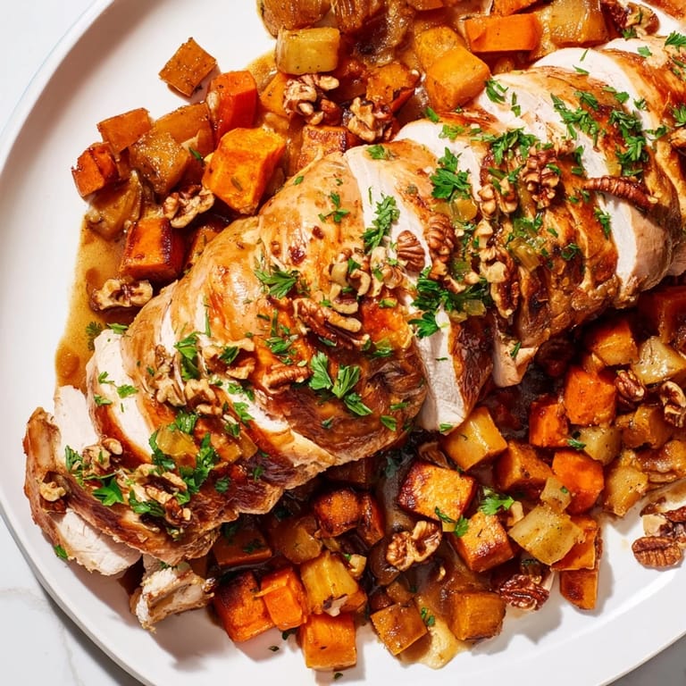 This delicious Chains of the Mayflower recipe shows a festive, flavorful Thanksgiving spread.