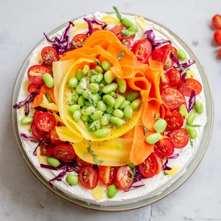 The Prism Burst salad is artfully displayed with colorful vegetables and fruits.
