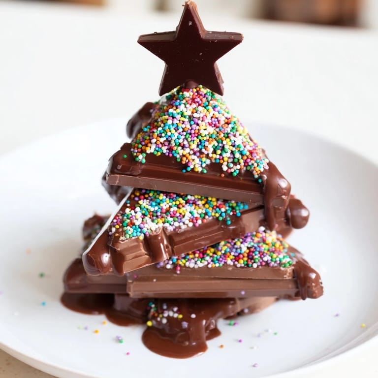 These homemade Chocolate Kinder Christmas Trees are topped with stars, a perfect dessert for the holidays.