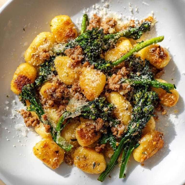 Aromatic Italian sheet pan gnocchi bake, featuring roasted gnocchi, melting cheese, and perfectly seasoned sausage.