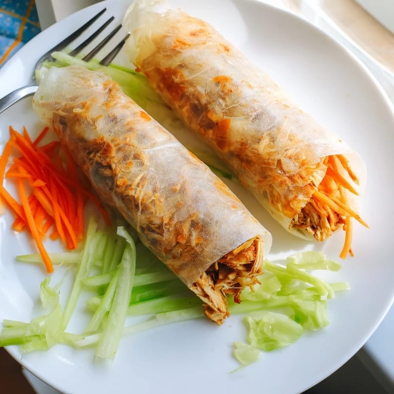 Delicious Garlicky Pulled Chicken Wraps served warm, showcasing the tender chicken and fresh vegetables.
