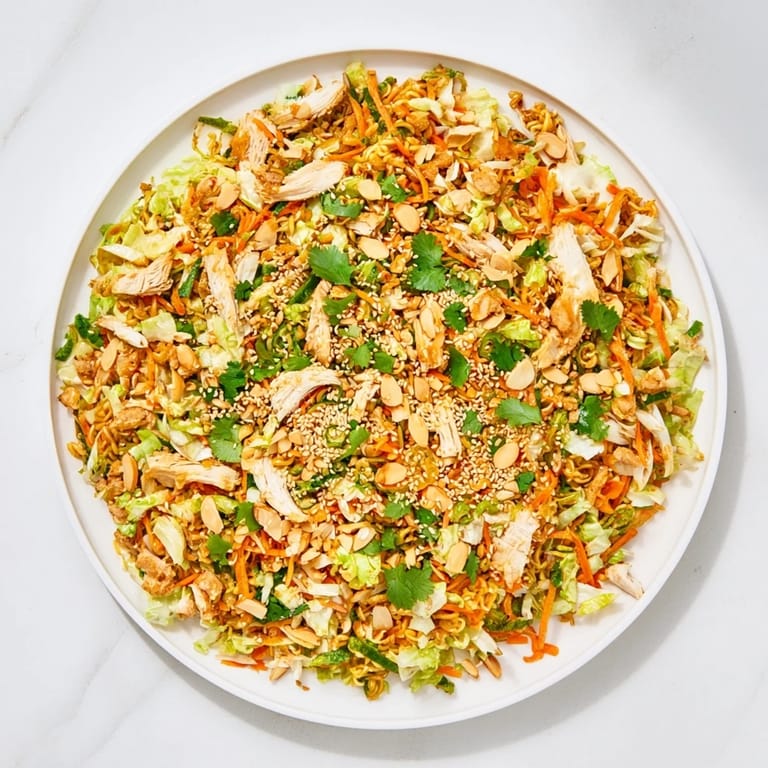 Tender chicken, crisp carrots, and toasted sesame seeds in a refreshing American-Asian fusion salad with a sweet dressing.