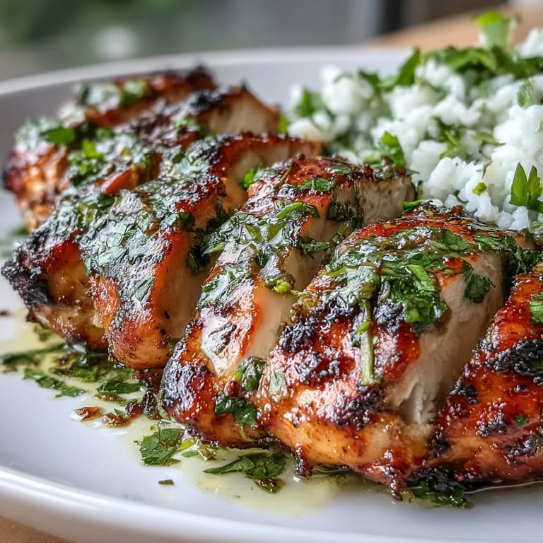 Healthy cilantro lime chicken and cauliflower rice bowls garnished with fresh cilantro, lime wedges, and sliced avocado for a light dinner.